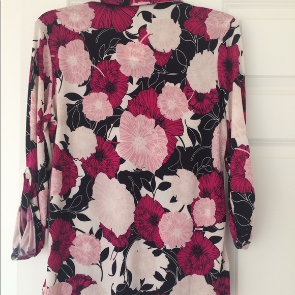 Jones New York Blouse Tab Sleeve Floral Print S - Picture 5 of 9